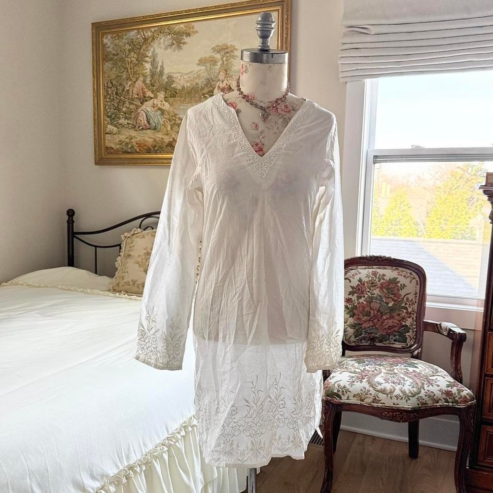 Y2K white kurta tunic dress Gurlz size 10‎